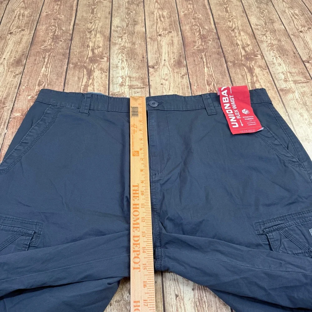 Unionbay Flex Waist Cargo Shorts Mens 42 Navy Blue Stretch Cotton
